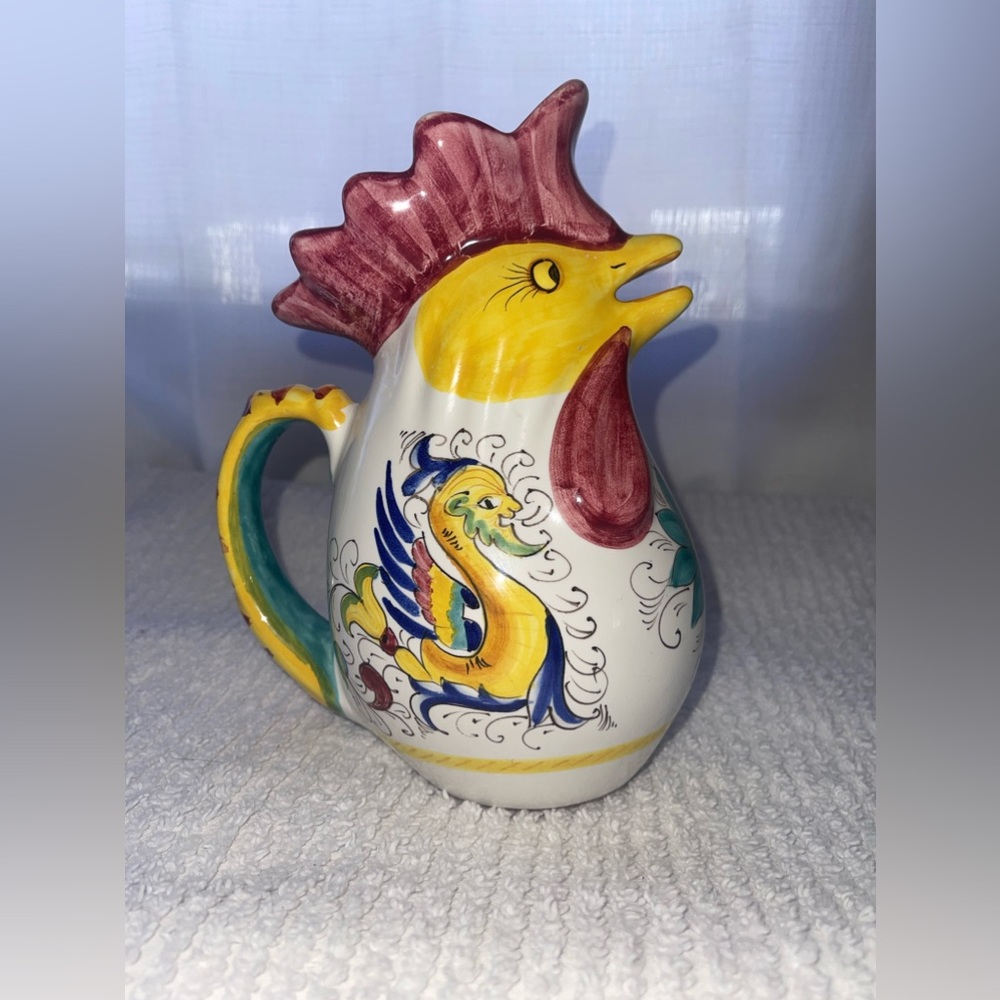 Hand Painted Rooster Pitcher